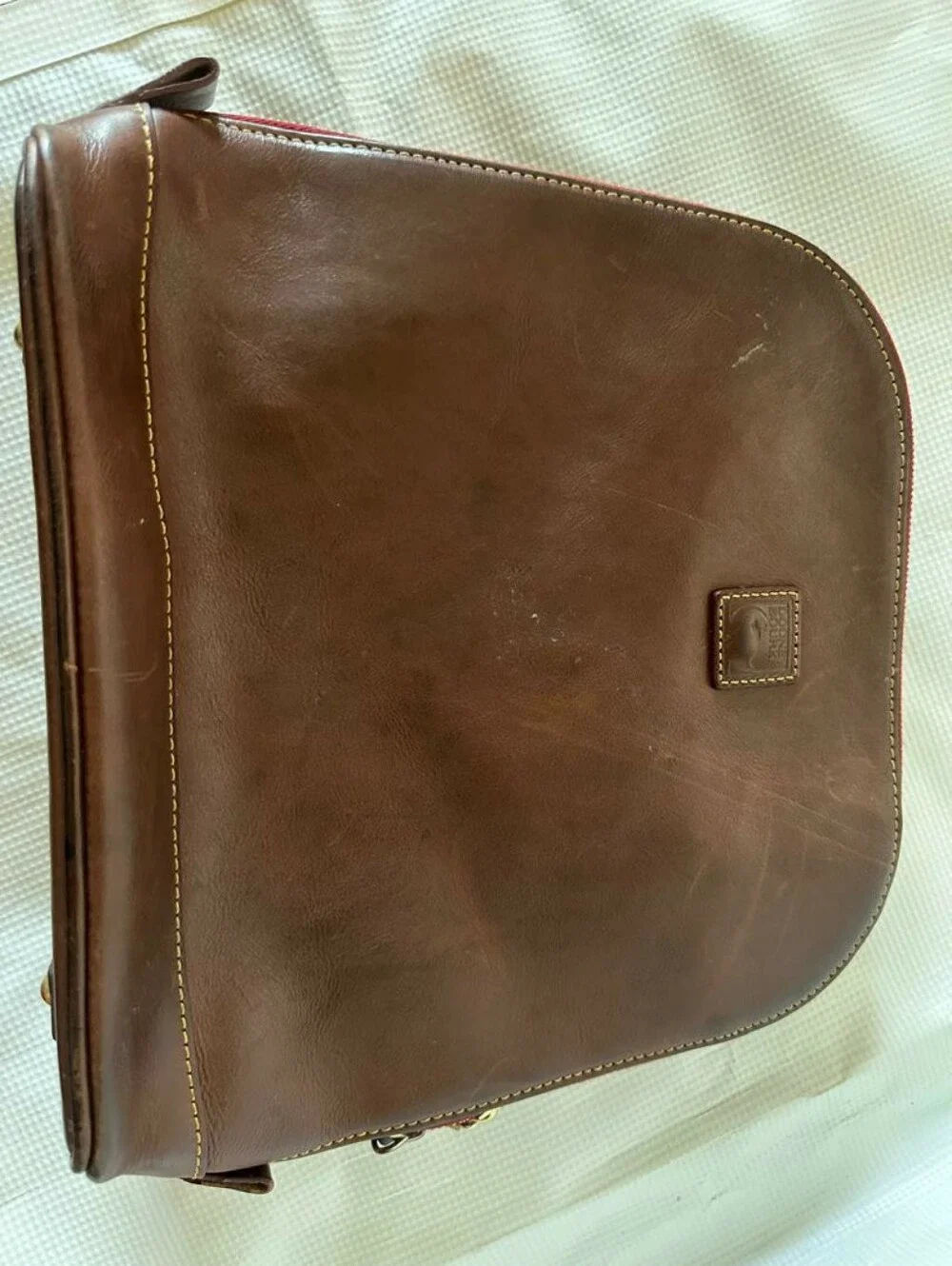 Dooney & Bourke Florentine Zip Pod Backpack Dark Brown Leather Redlined Interior